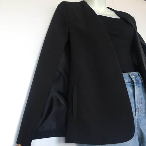 Another Story Cap Sleeve Open Front Black Blazer M - Picture 5 of 9